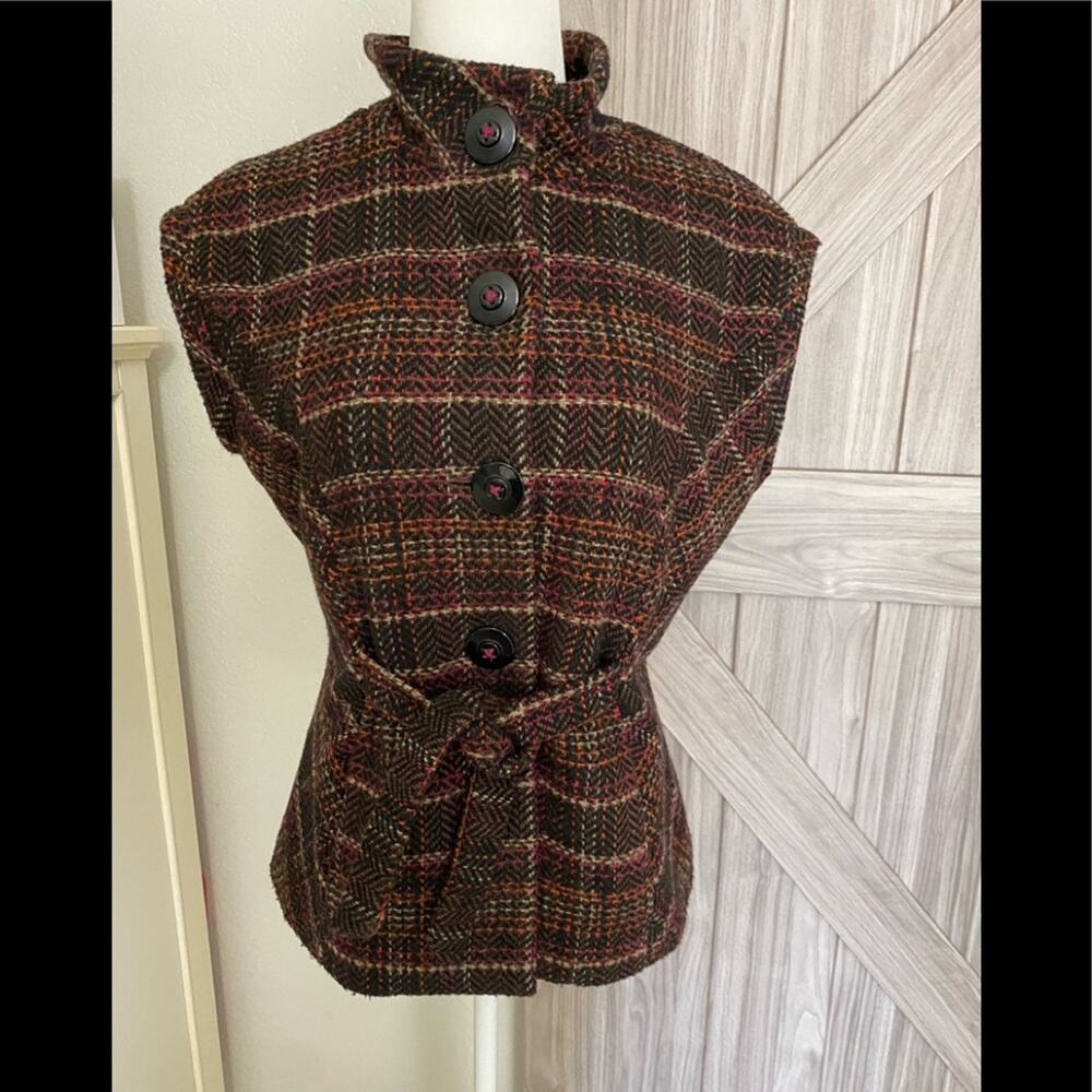 CAbi Multicolor Tweed Belted Vest